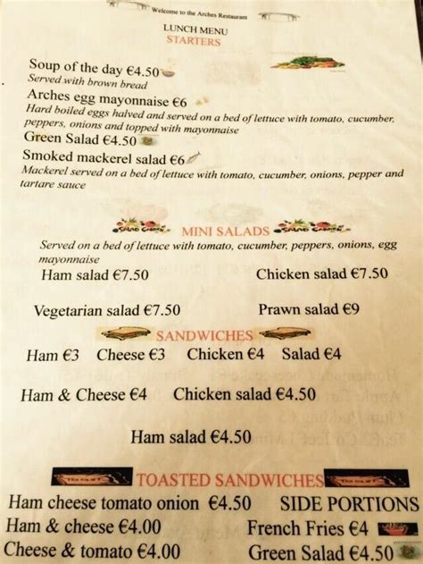 the arches blackburn menu.